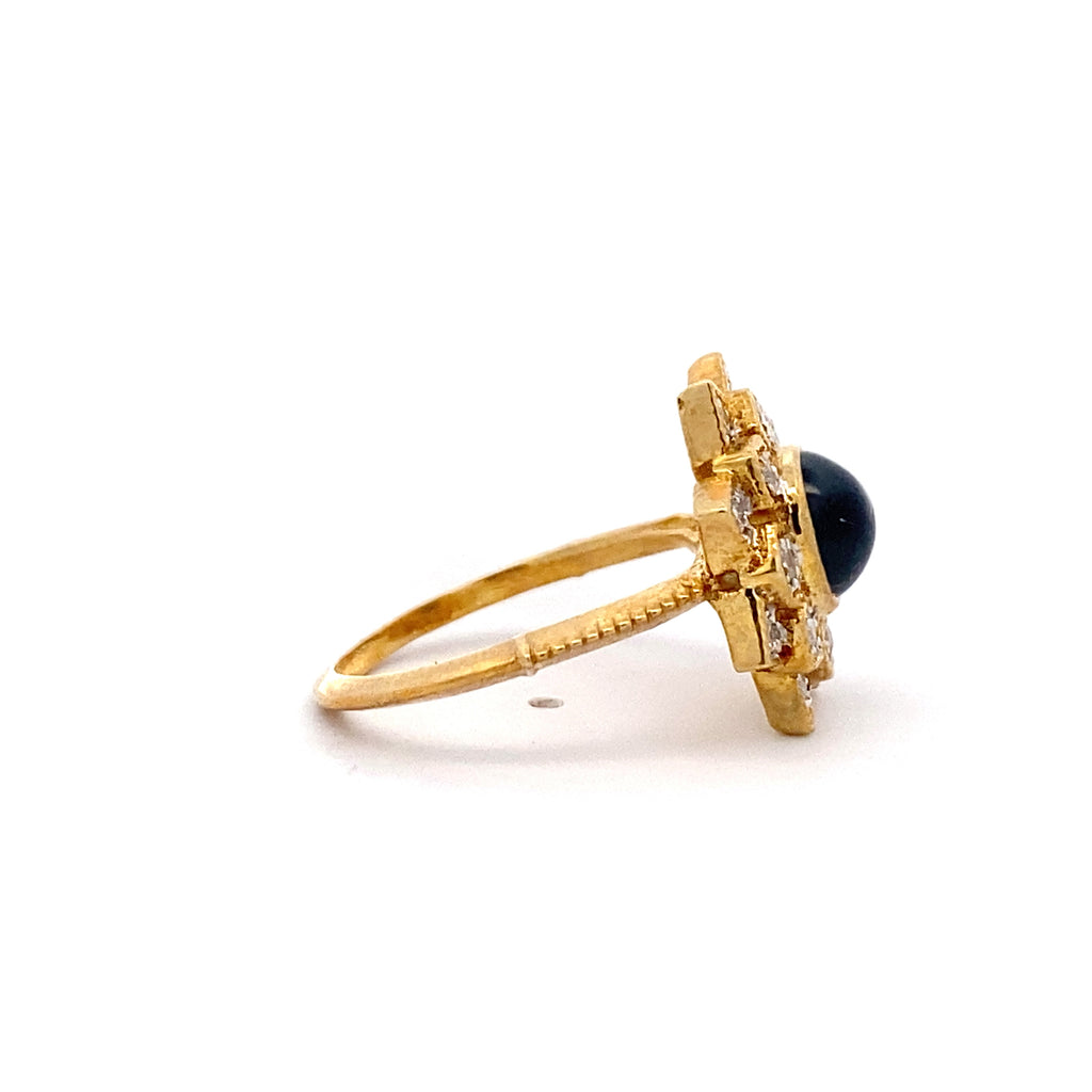 Blue Sunburst Cabochon Ring