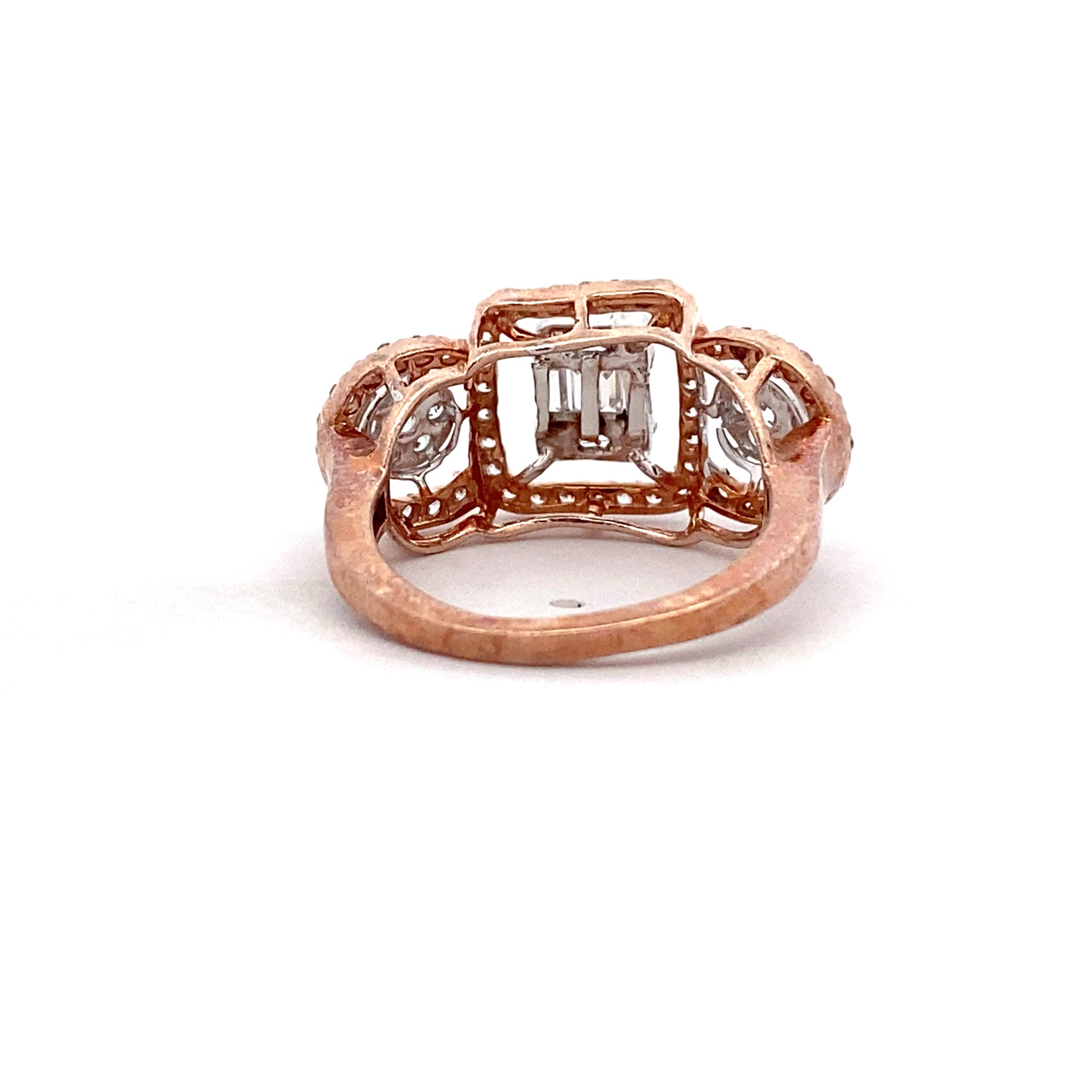 Three Stone Halo Ring