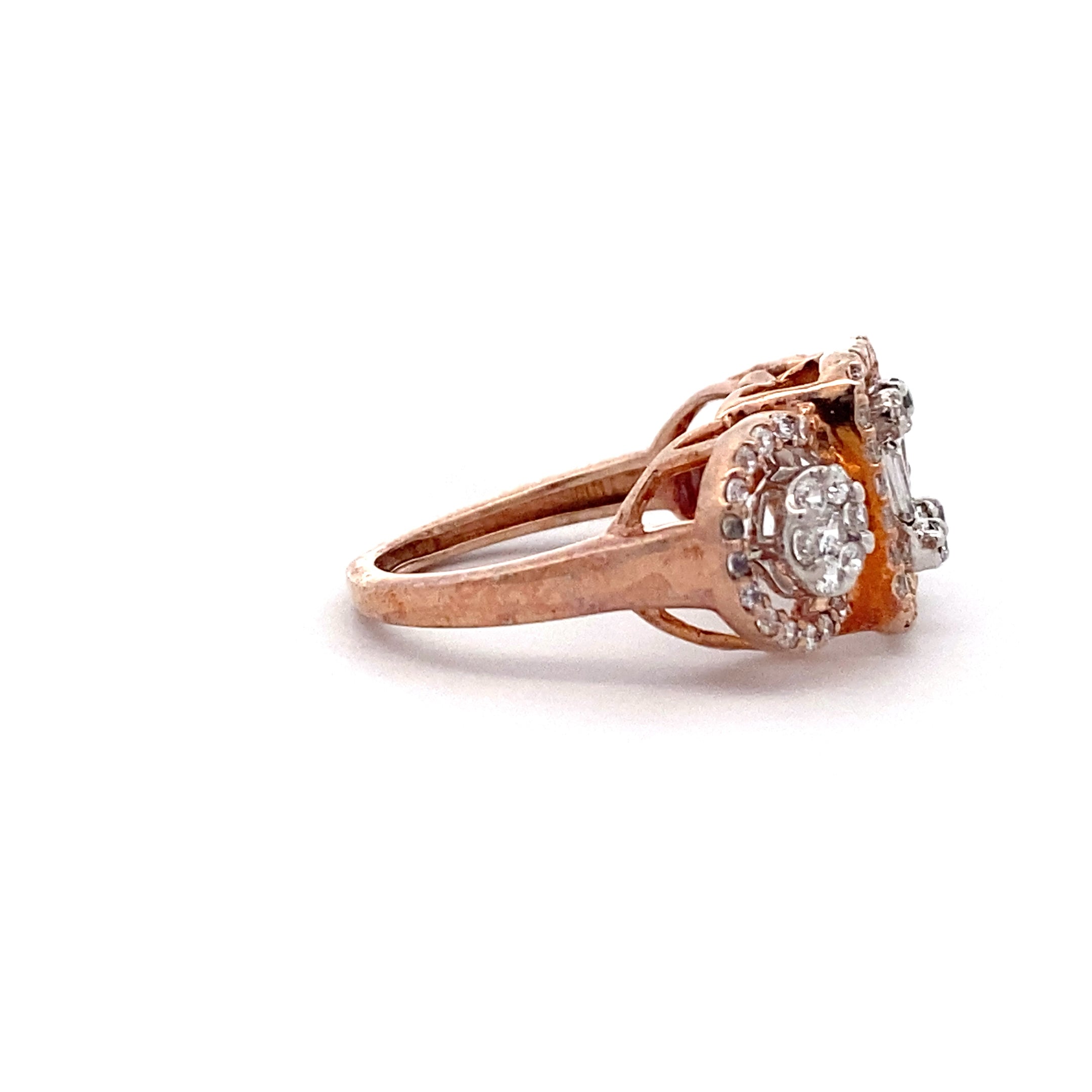 Three Stone Halo Ring