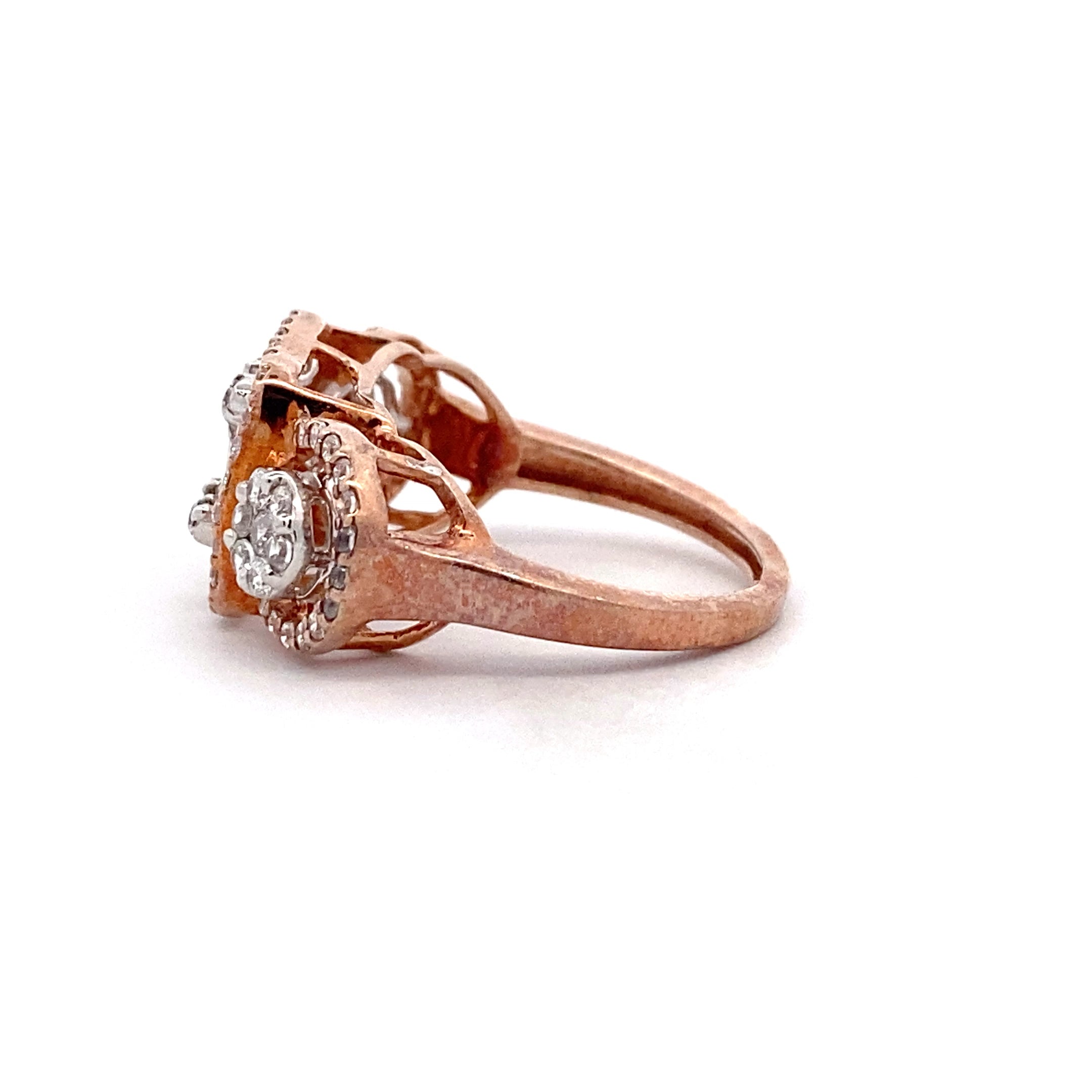 Three Stone Halo Ring