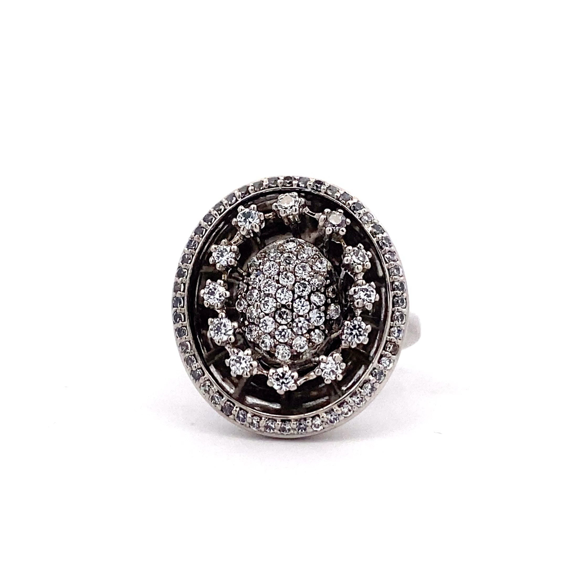 Domed Pave Cluster Ring