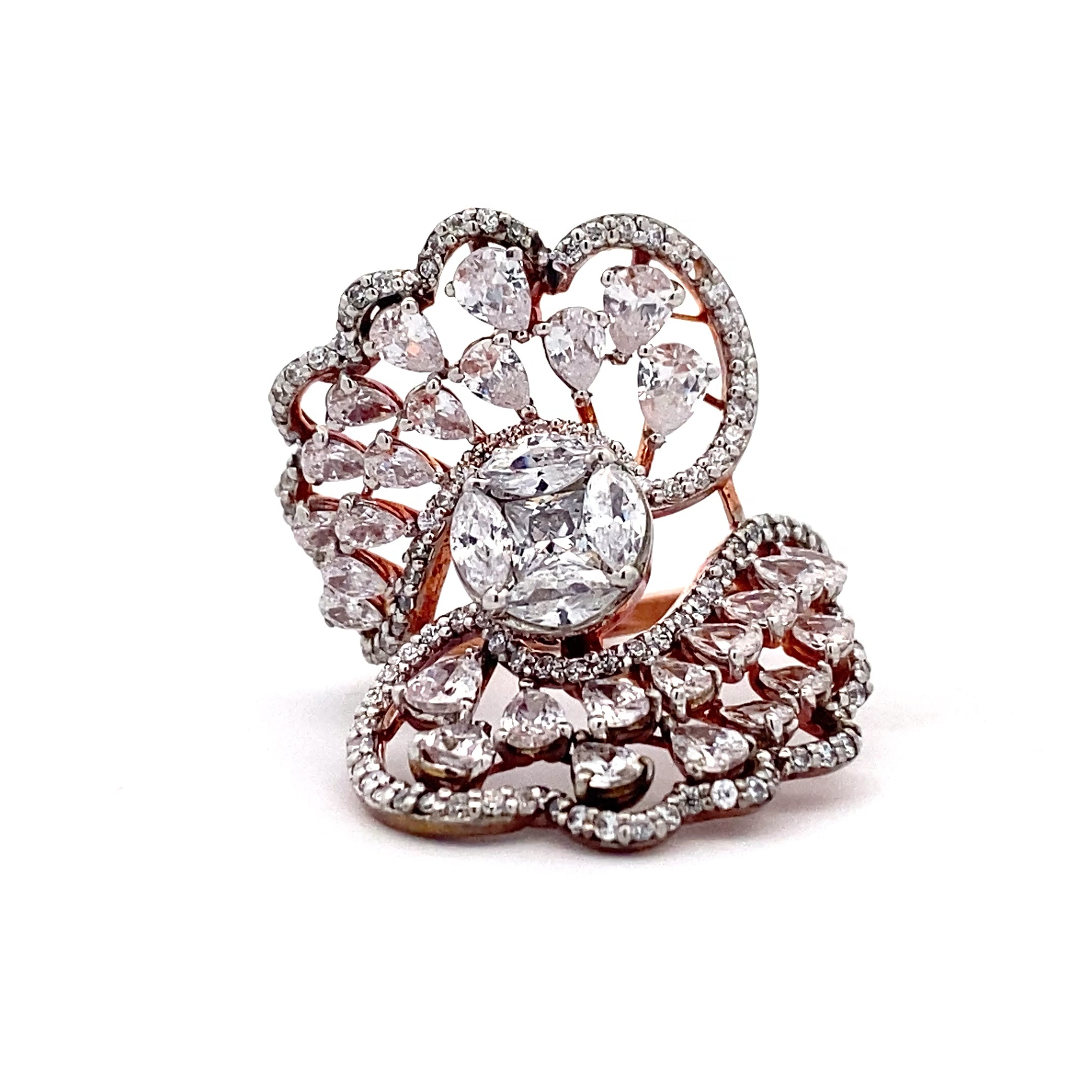 Fanned Petal Cluster Ring