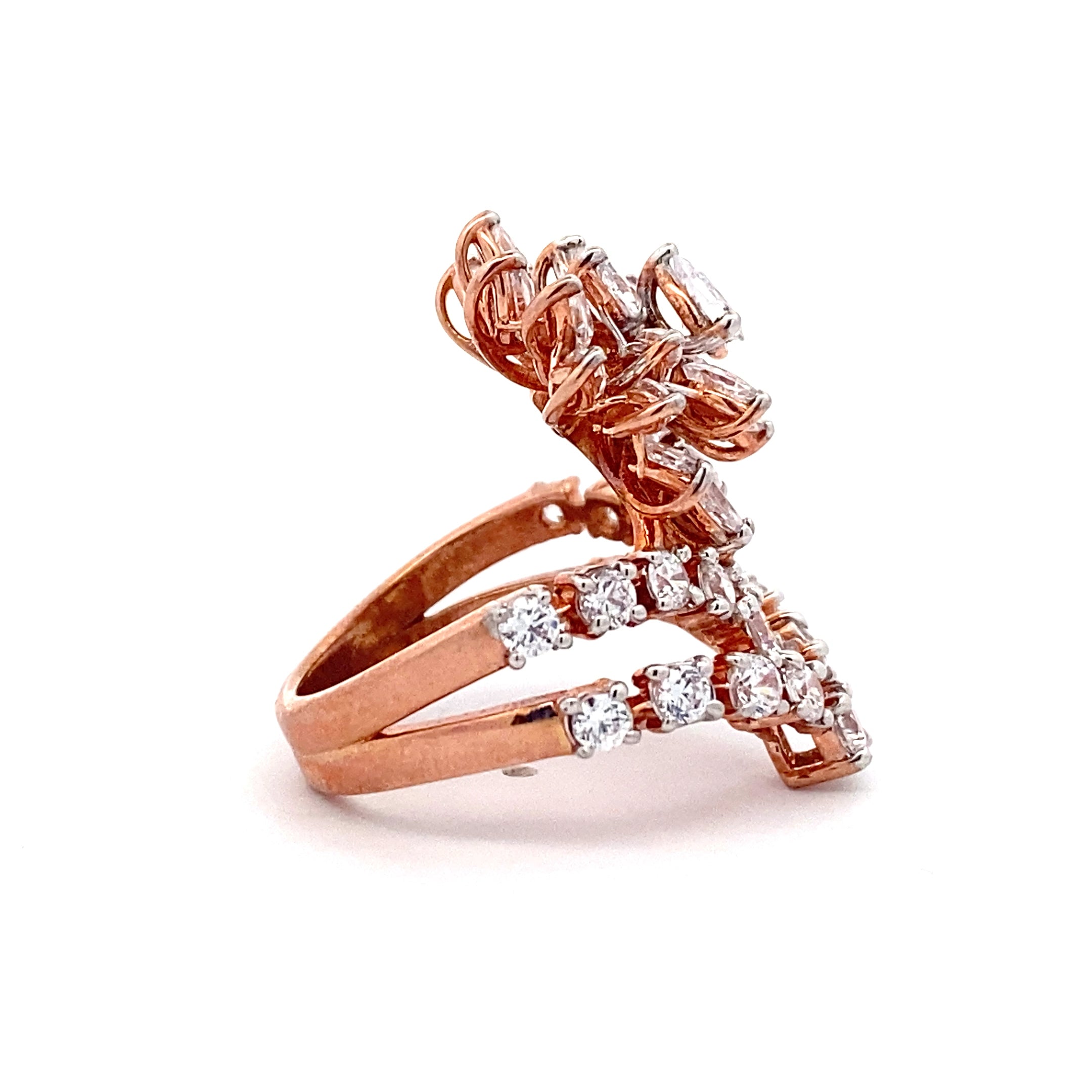 Floral Chevron Cluster Ring