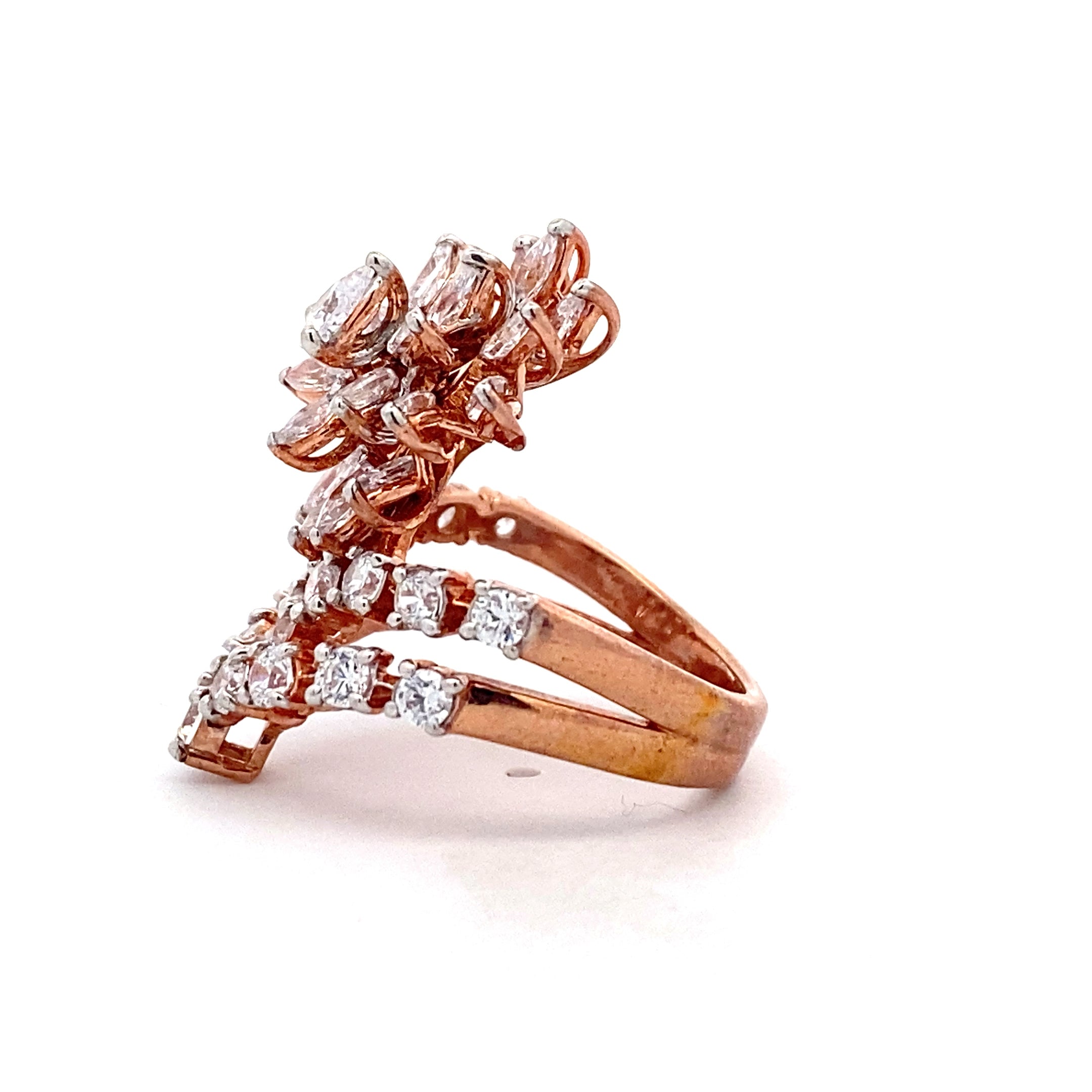 Floral Chevron Cluster Ring