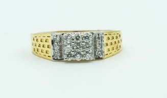 Men's Waffle Texture Pavé Ring