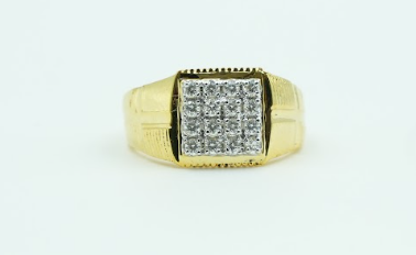 Men's Grid Pavé Signet Ring