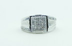Men's Black Accent Chevron Silver Ring