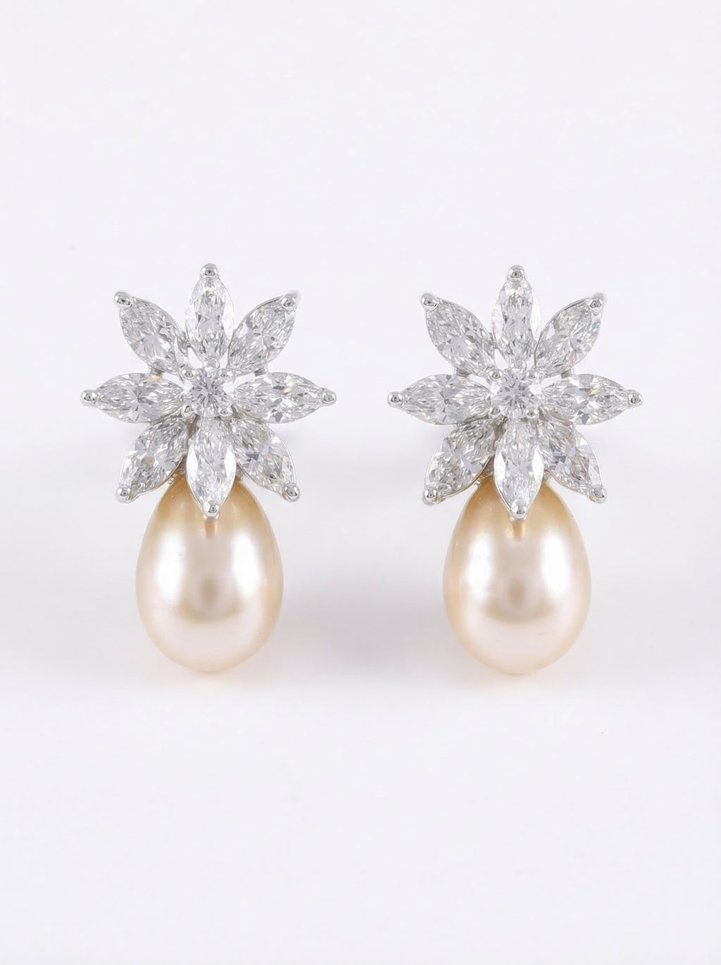 Crystal Starburst Pearl Drop Earrings