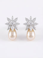 Crystal Starburst Pearl Drop Earrings