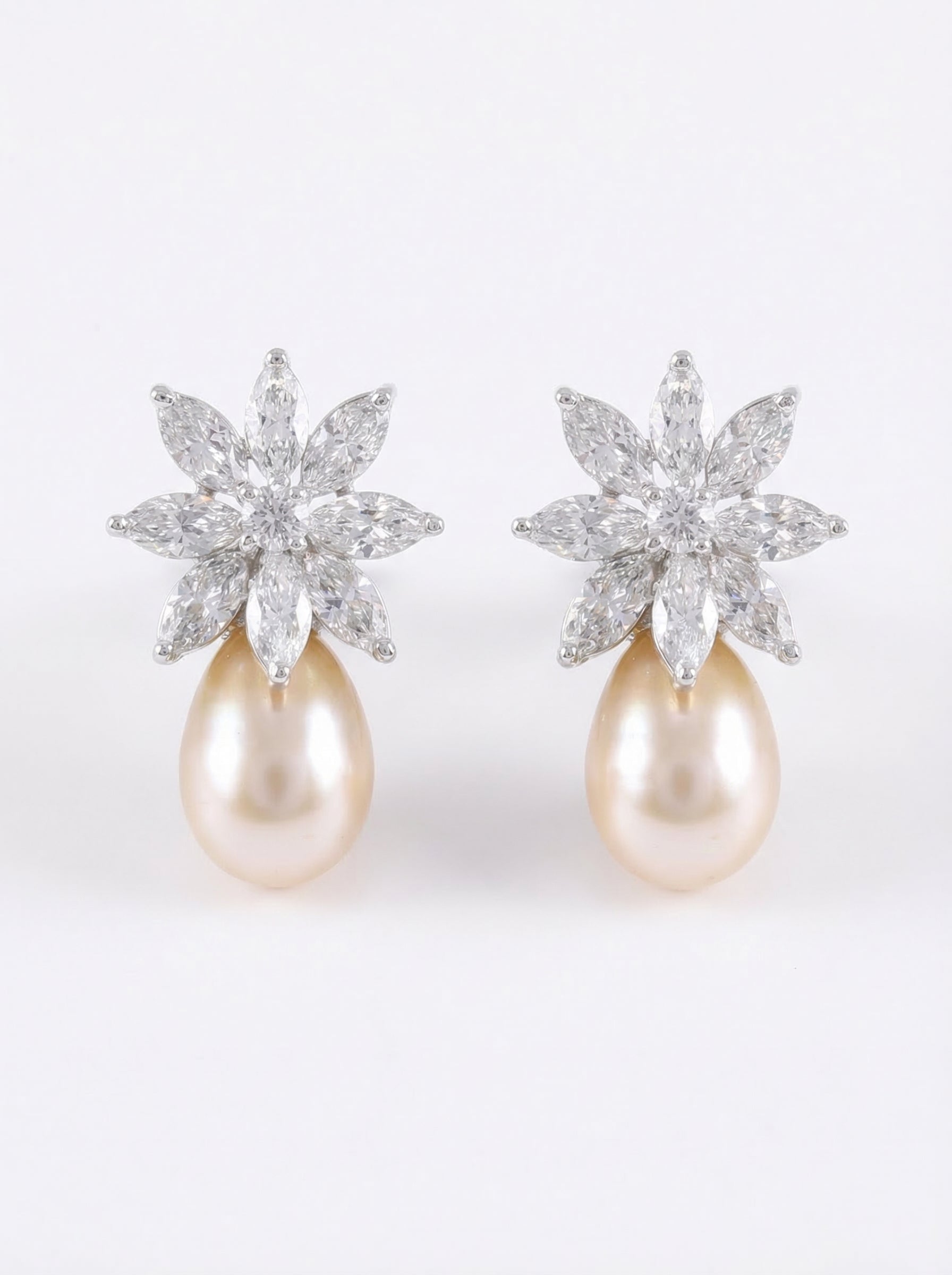 Crystal Starburst Pearl Drop Earrings