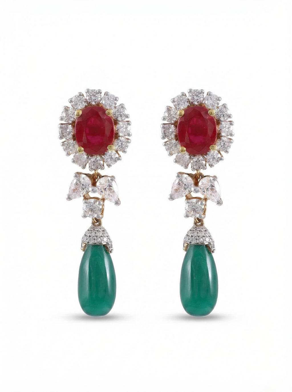 Ruby & Emerald Drop Earrings