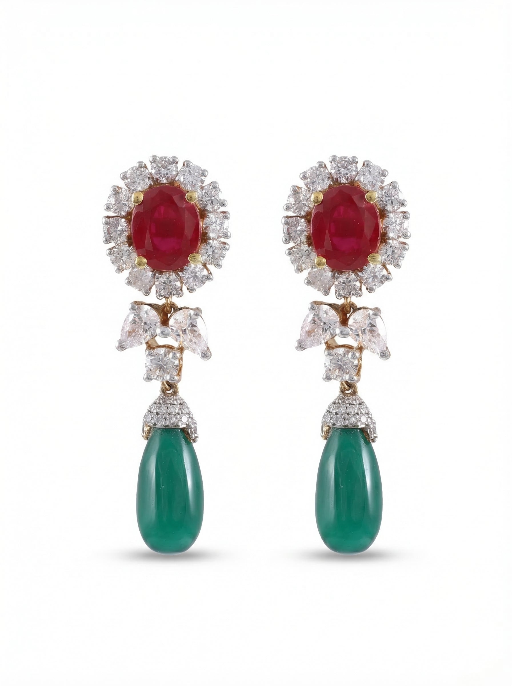 Ruby & Emerald Drop Earrings