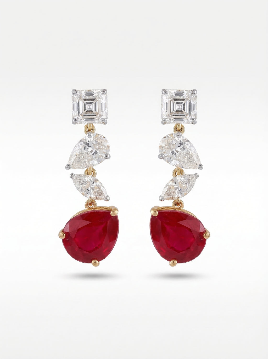 Emerald Cut Ruby Earrings