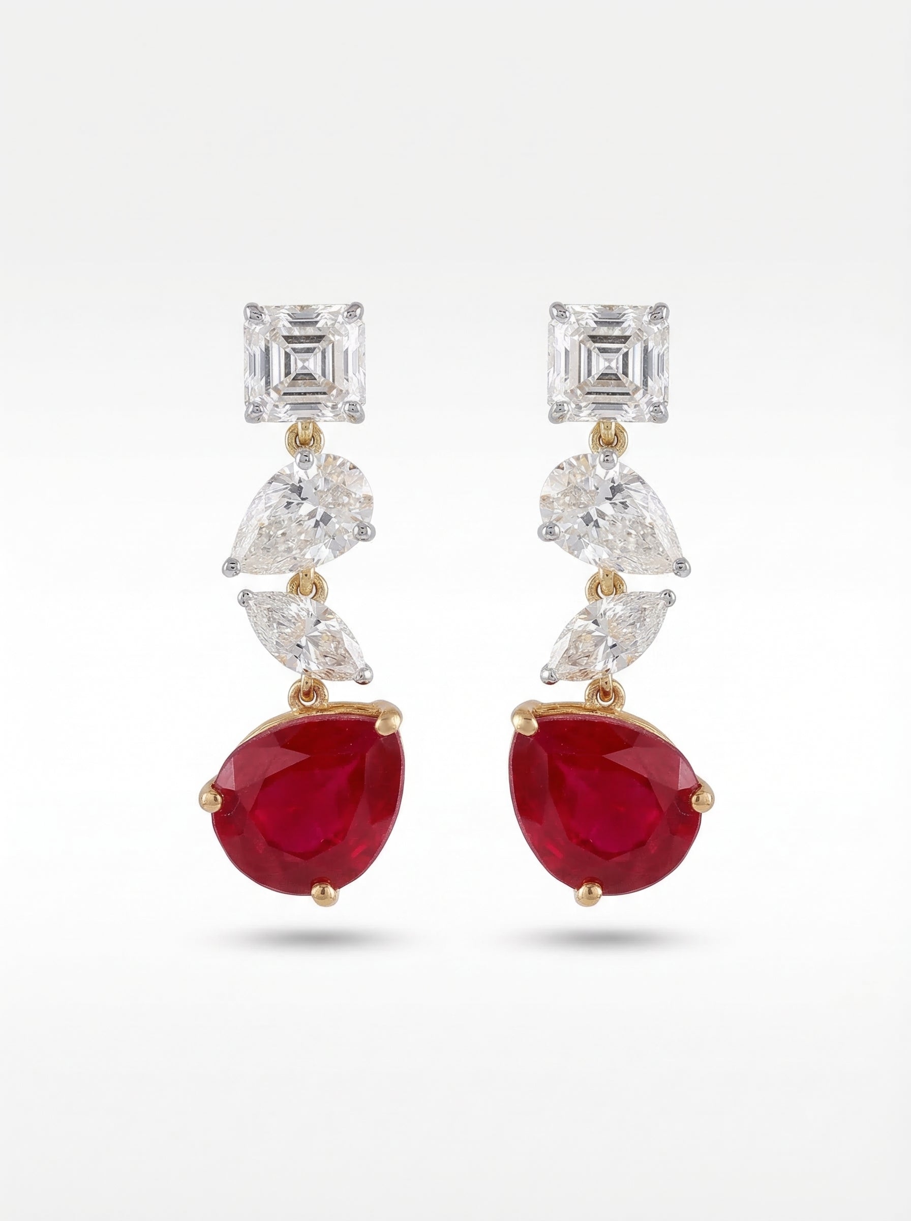 Emerald Cut Ruby Earrings