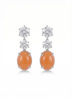 Peach Cabochon Crystal Drop Earrings