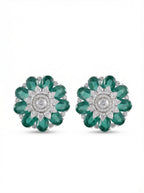 Emerald Floral Cluster Stud Earrings