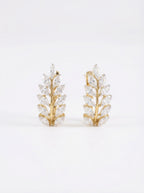 Crystal Laurel Leaf Huggie Earrings