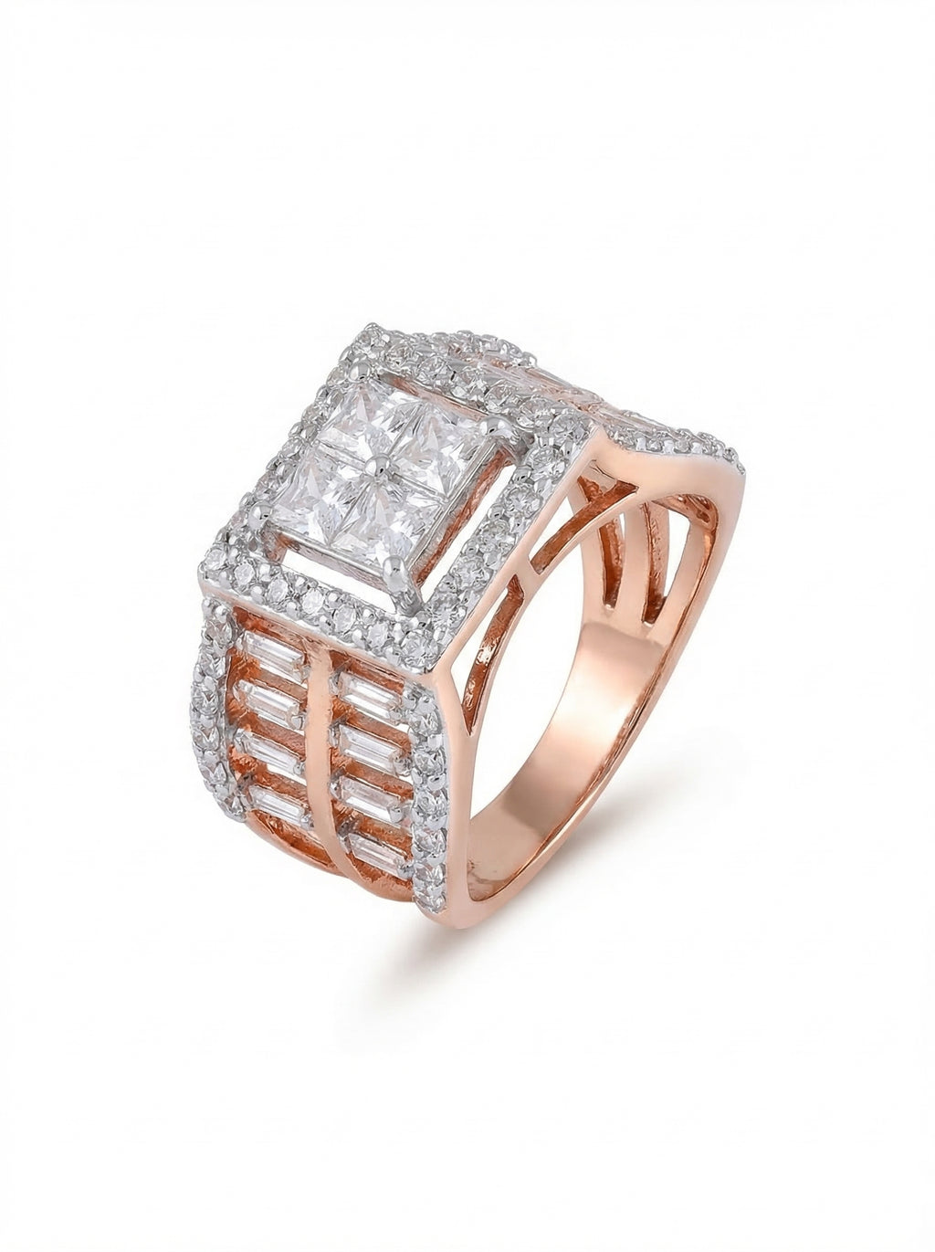 Rose Gold Baguette Statement Ring