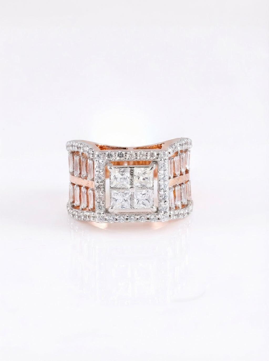Rose Gold Baguette Statement Ring