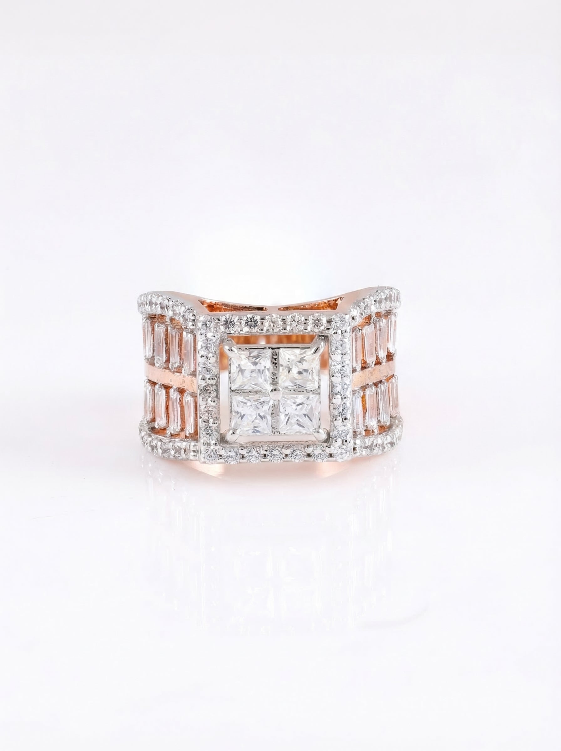 Rose Gold Baguette Statement Ring