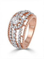Rose Gold Halo Cascade Ring