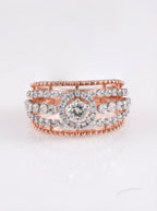Rose Gold Halo Cascade Ring