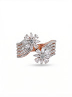 Double Flower Bypass Statement Ring