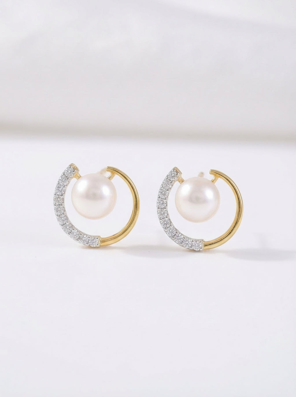 Pearl Crescent Orbit Earrings