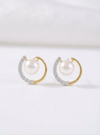 Pearl Crescent Orbit Earrings