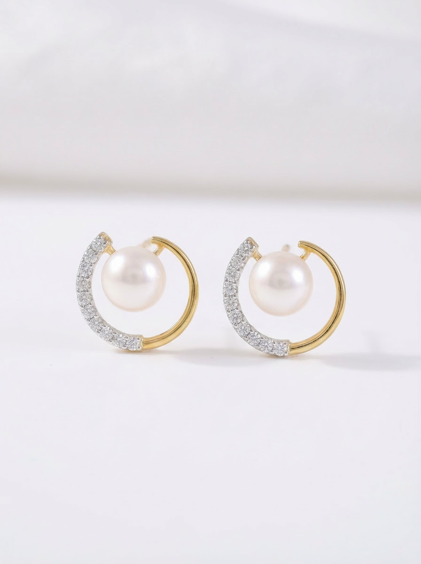 Pearl Crescent Orbit Earrings