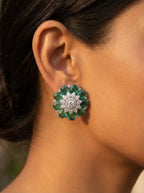 Emerald Floral Cluster Stud Earrings