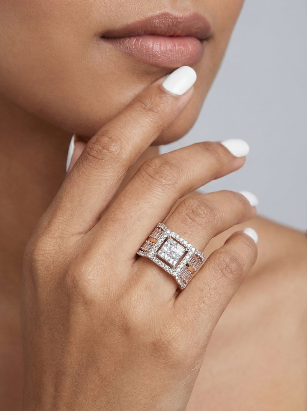 Rose Gold Baguette Statement Ring