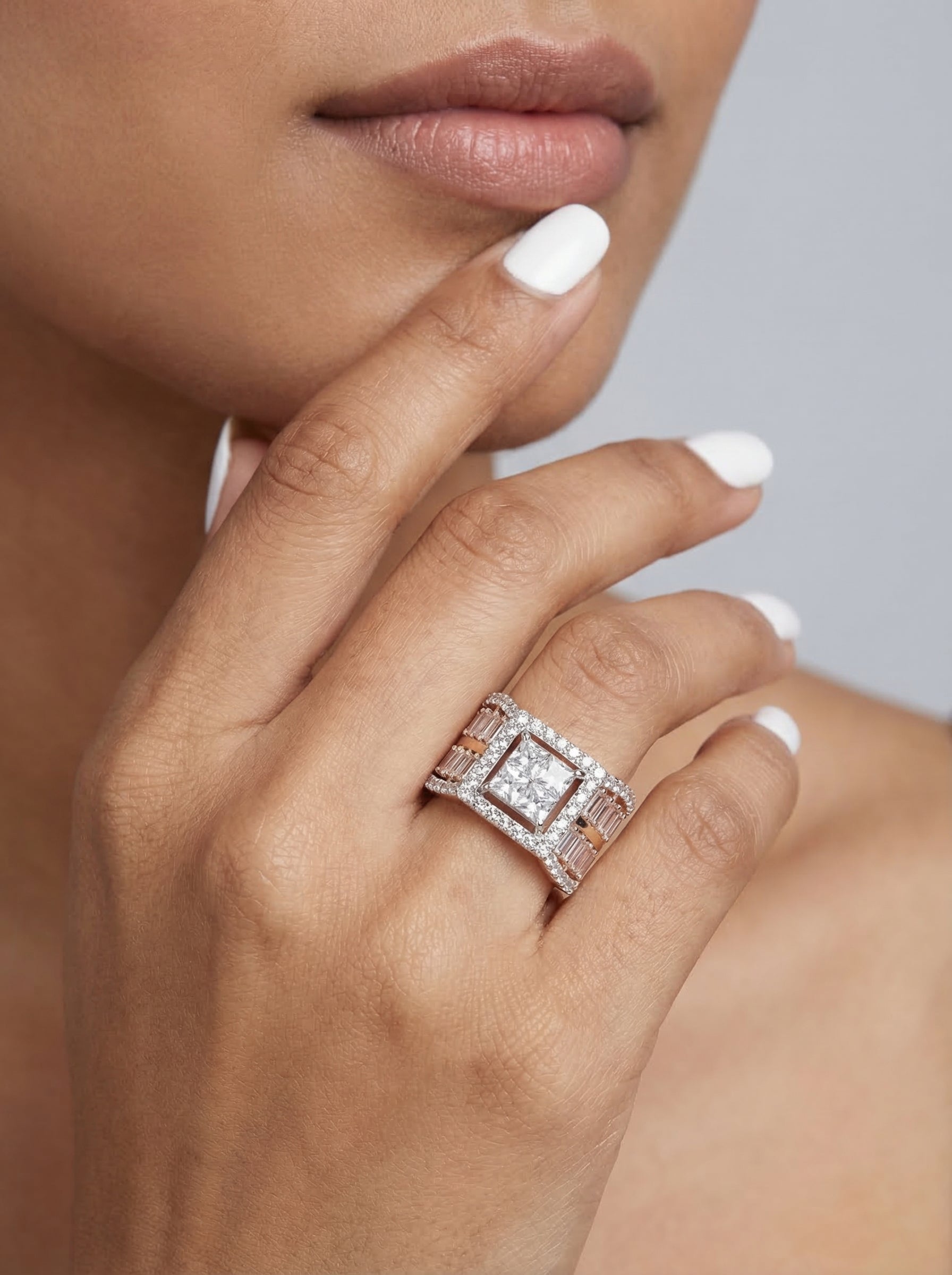 Rose Gold Baguette Statement Ring