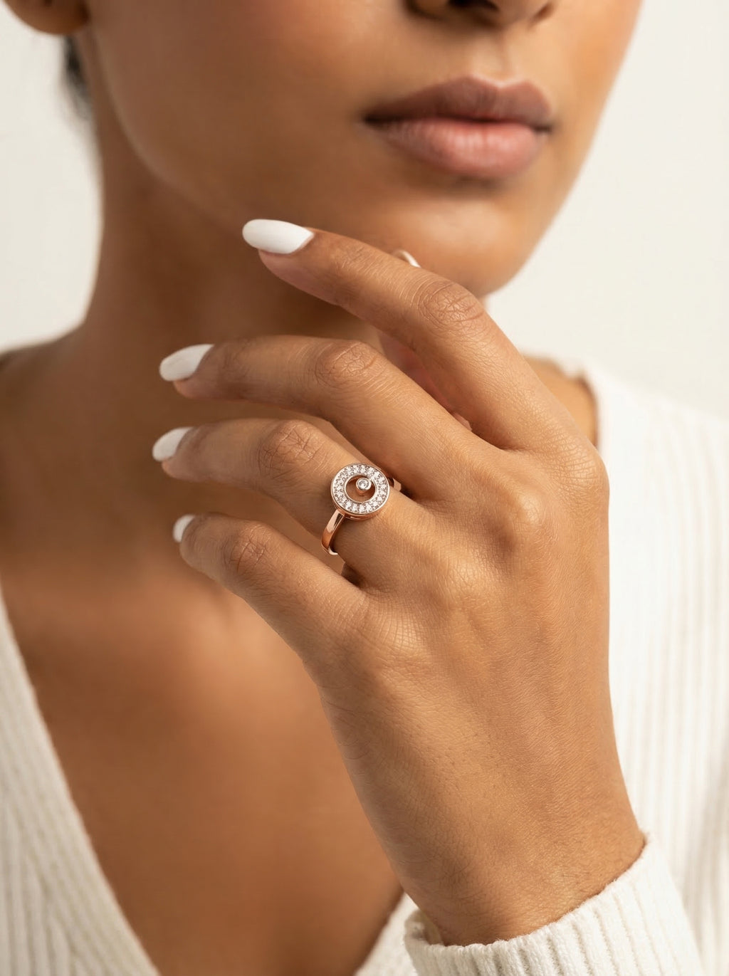 Rose Gold Spiral Disc Ring