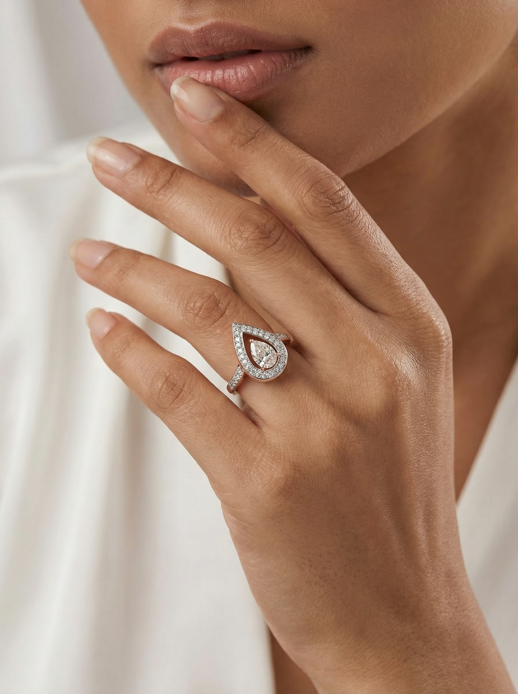 Champagne Pear Sculptural Ring