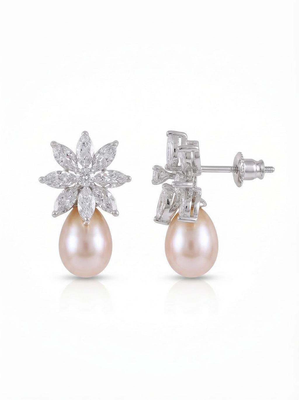 Crystal Starburst Pearl Drop Earrings