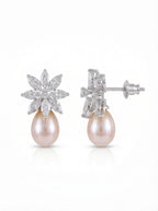 Crystal Starburst Pearl Drop Earrings