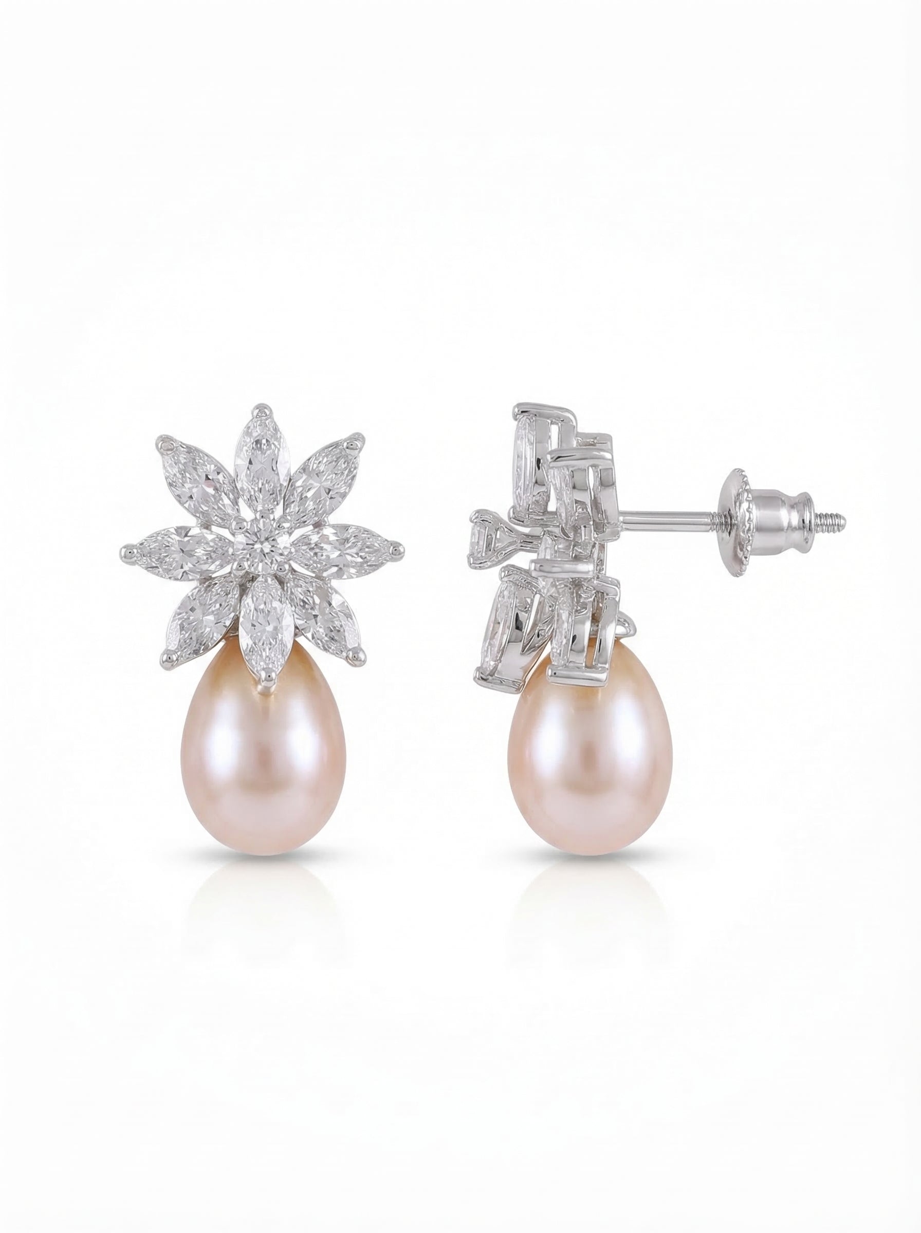Crystal Starburst Pearl Drop Earrings