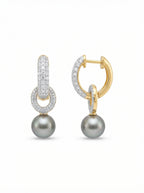 Pavé Grey Pearl Huggie Earrings