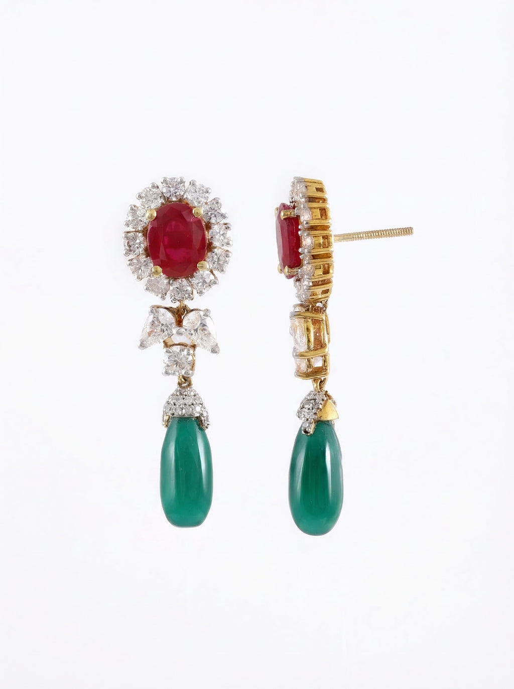 Ruby & Emerald Drop Earrings