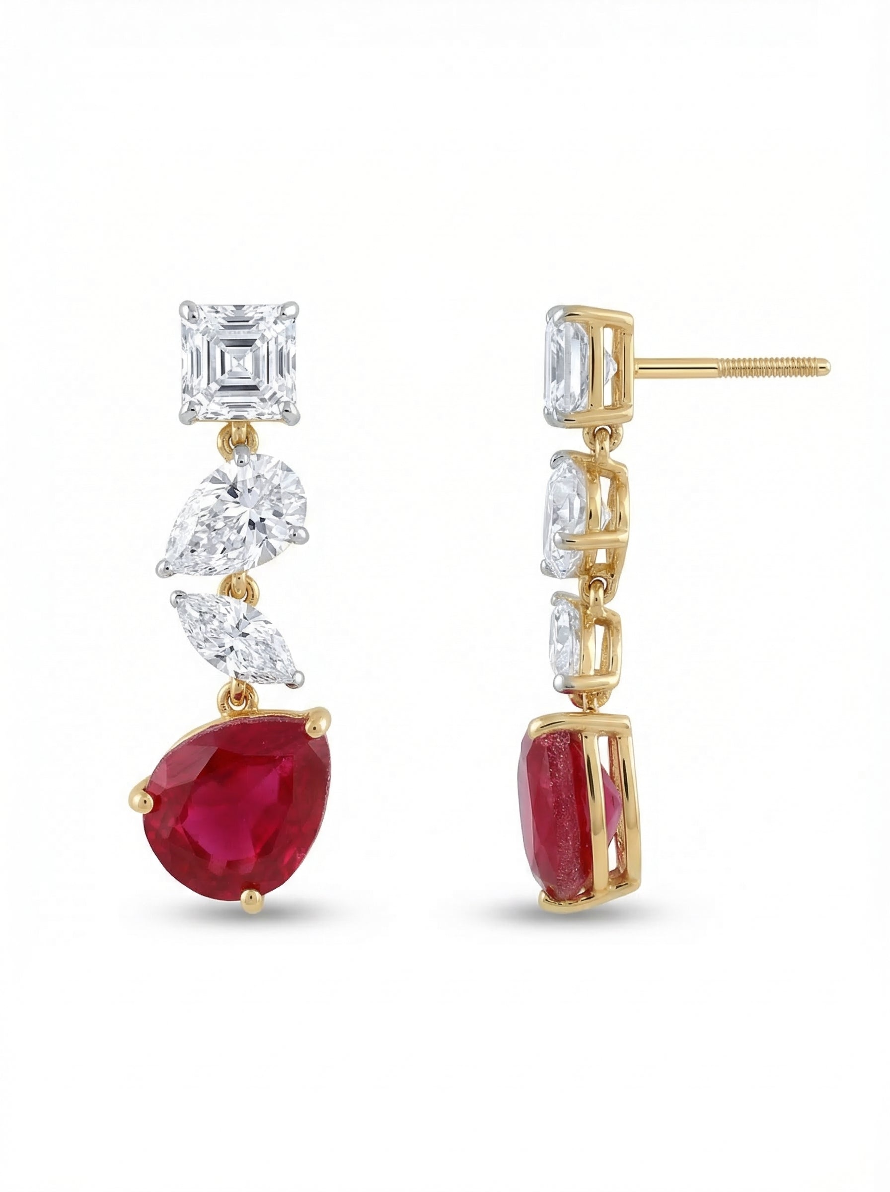 Emerald Cut Ruby Earrings