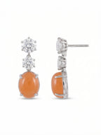 Peach Cabochon Crystal Drop Earrings