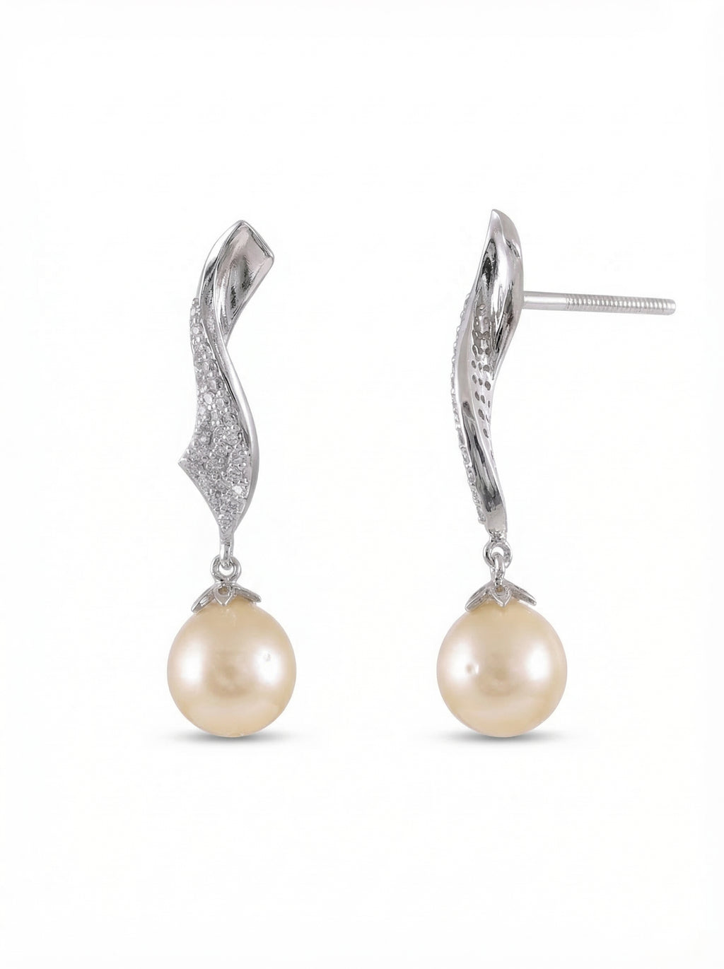 Crystal Wave Pearl Earrings