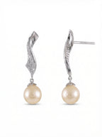 Crystal Wave Pearl Earrings