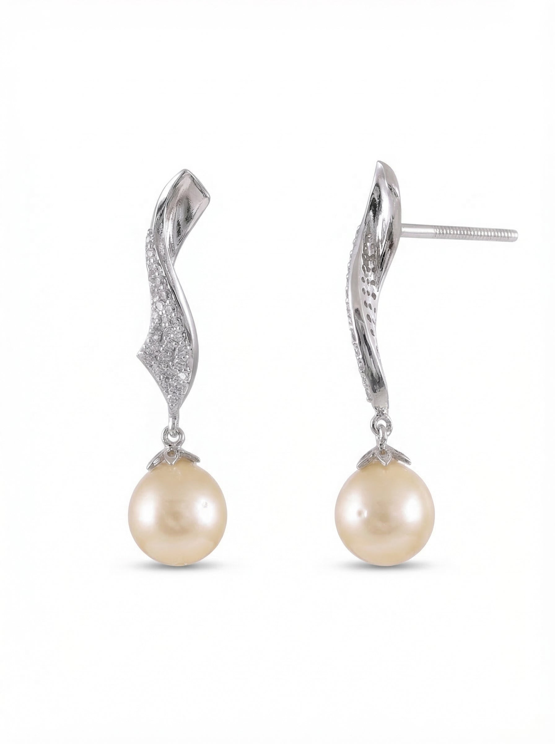 Crystal Wave Pearl Earrings