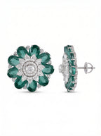 Emerald Floral Cluster Stud Earrings