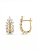 Crystal Laurel Leaf Huggie Earrings