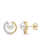 Pearl Crescent Orbit Earrings