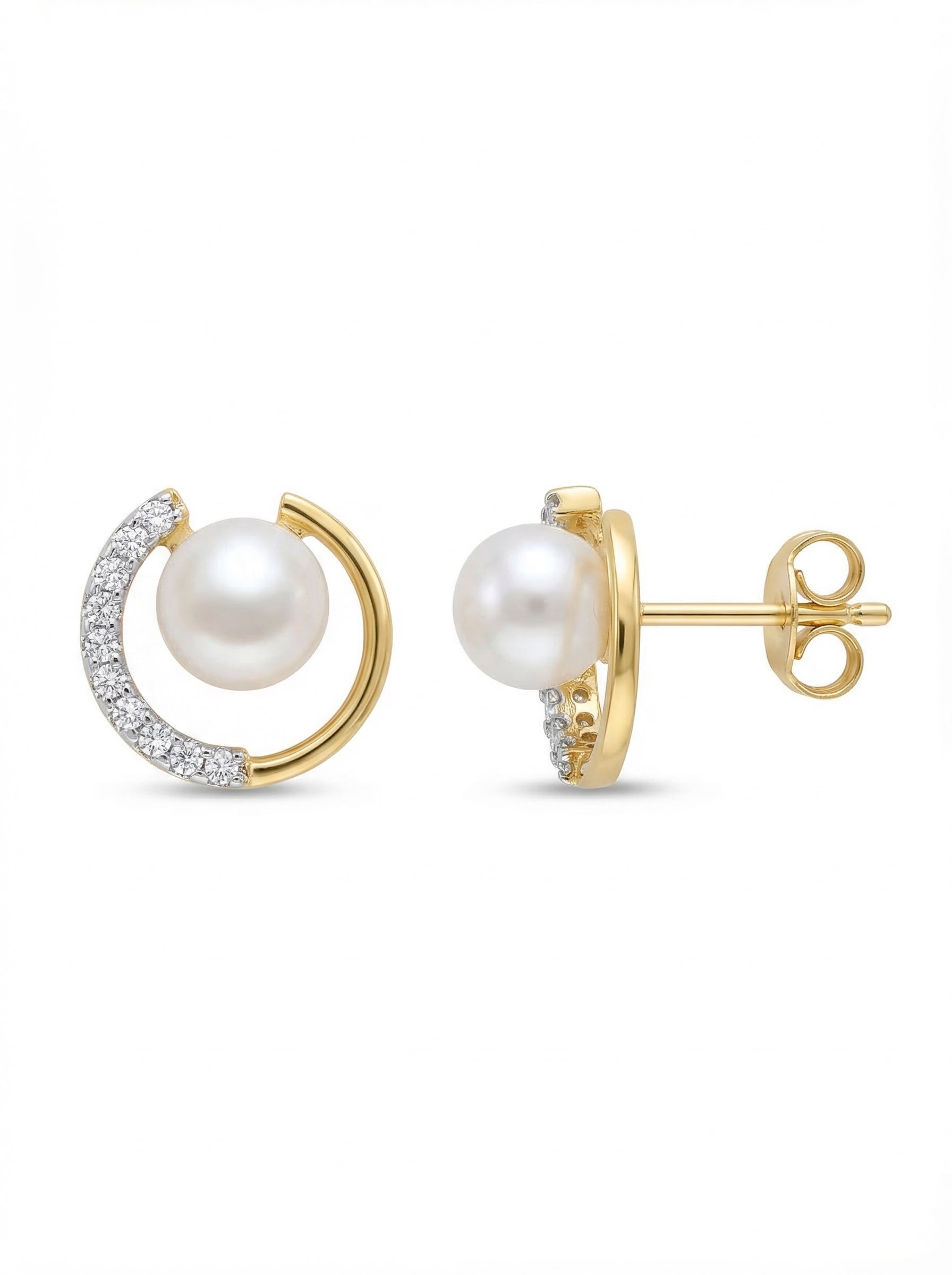 Pearl Crescent Orbit Earrings