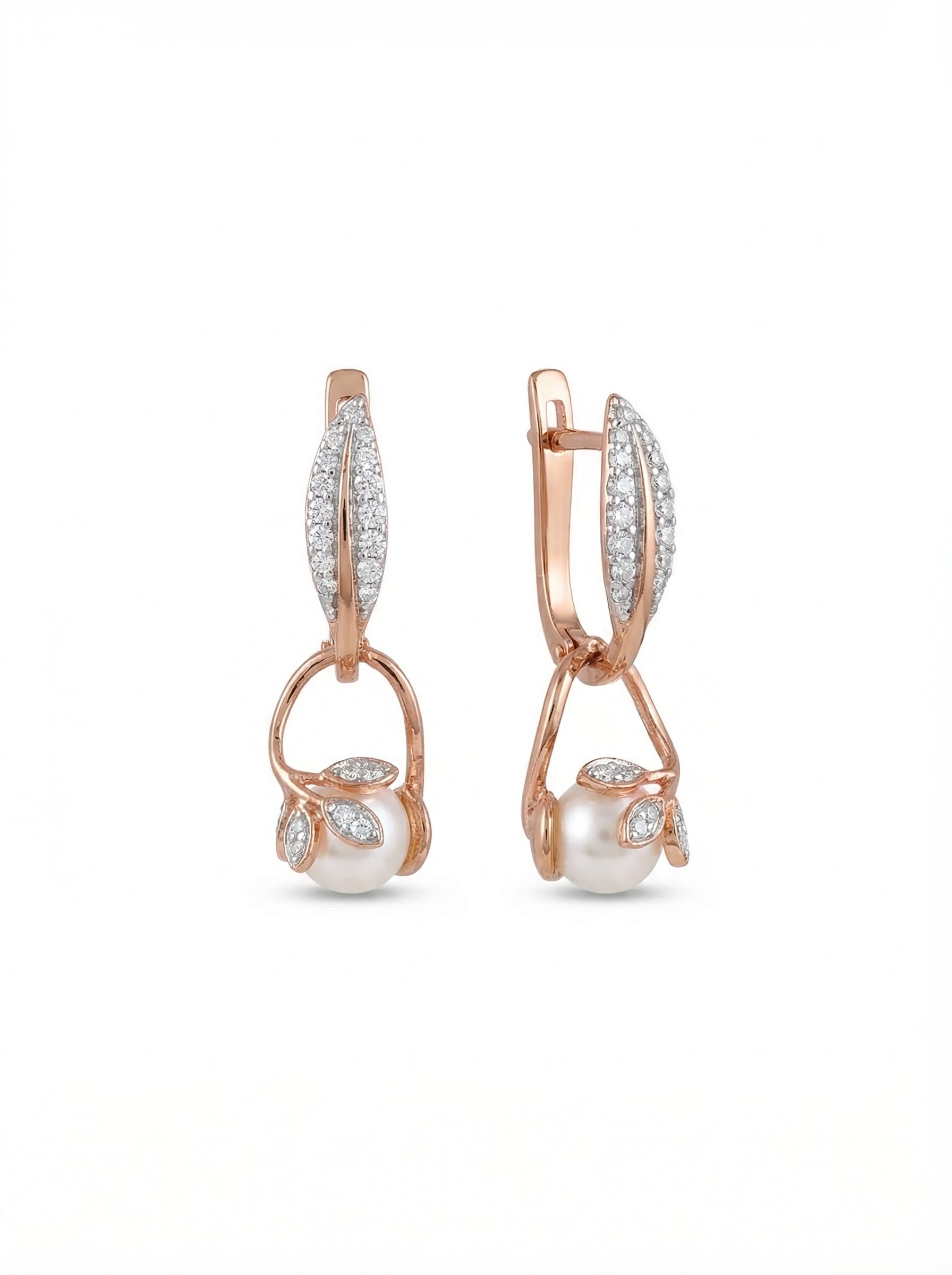 Pearl Leaf Earrings